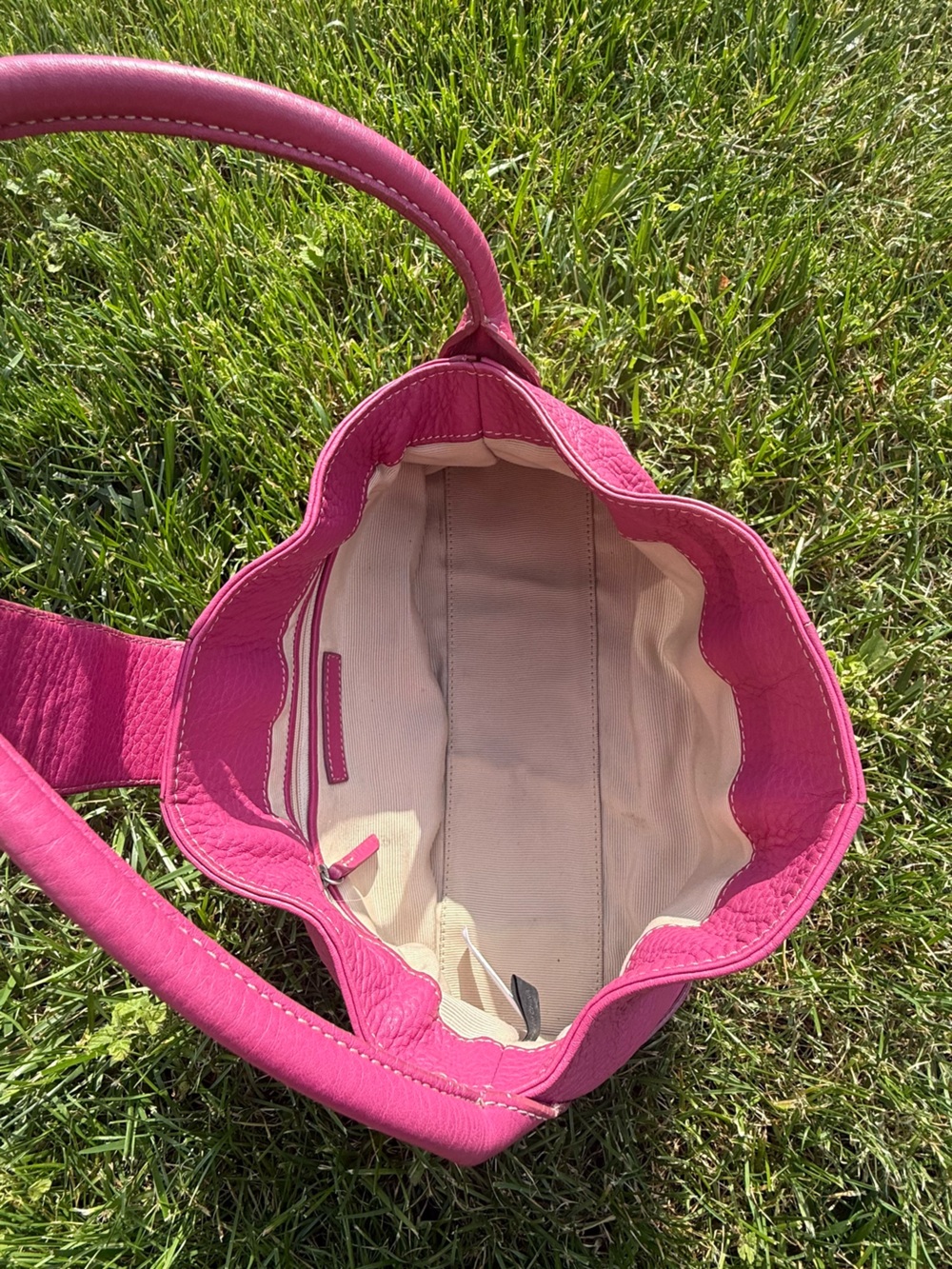 Ann Taylor Hot Pink Pebbled Leather Shoulder Bag - Picture 5 of 5